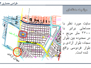 دانلود پروژه آنالیز سایت برای طراحی معماری
محدوده خیابان امین بلوار سجاد مشهد