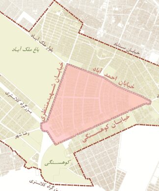 نمونه شیت طرح شهرسازی محدوده بین خیابان احمد آباد ، خیابان کوهسنگی ، خیابان شهید منتظری