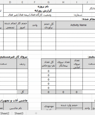 اکسل گزارش روزانه کارگاهی
