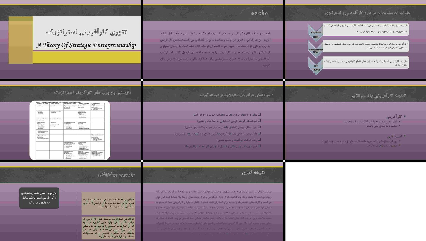 تئوری کارآفرینی استراتژیک چارچوب‌ها، حوزه‌ها و رویکردها
