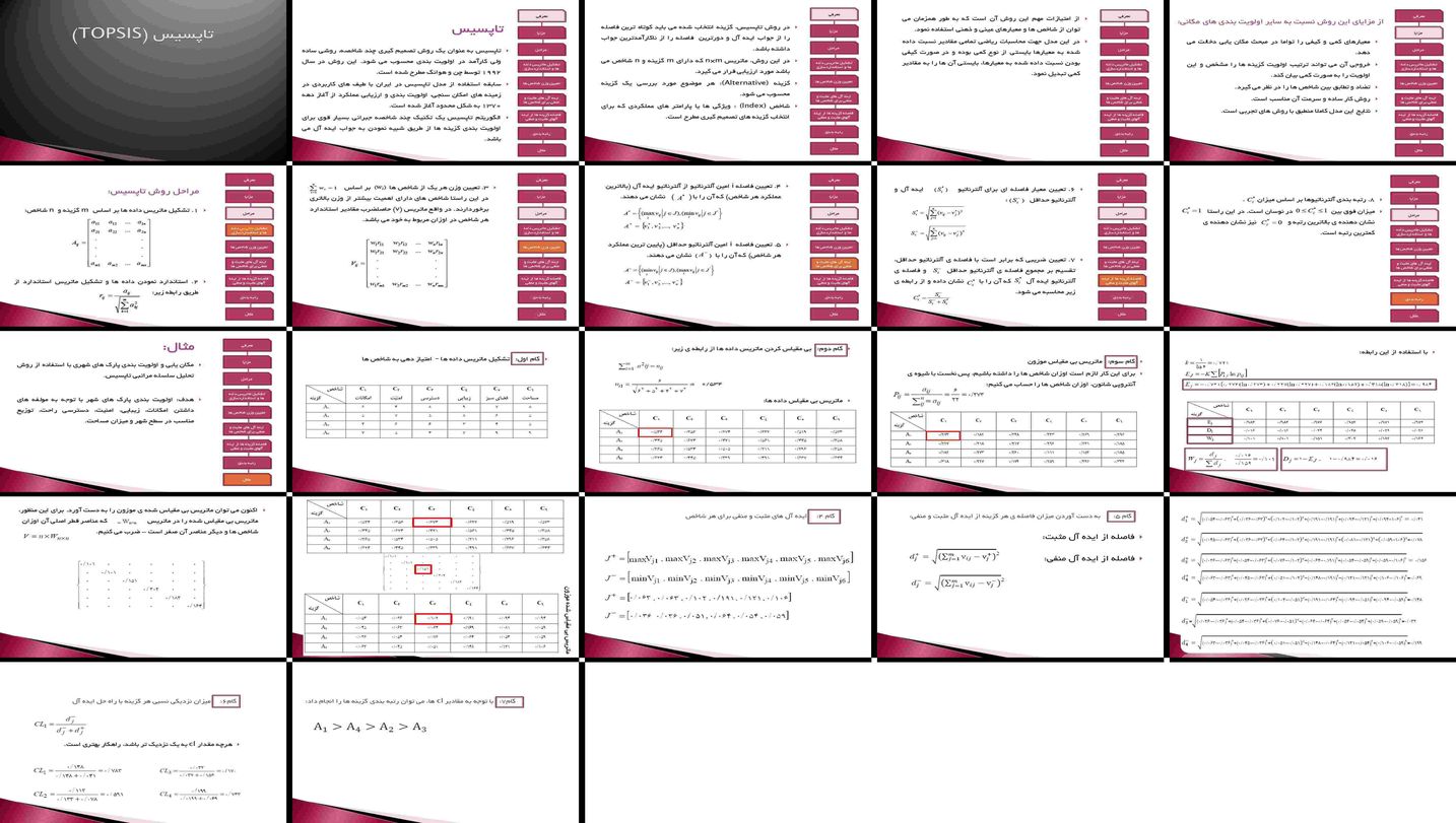 دانلود پاورپوینت تحلیل و کاربرد روش تاپسیس در تصمیم‌گیری چندمعیاره
