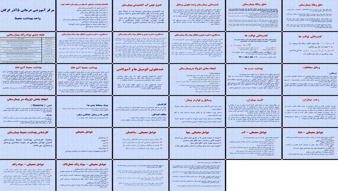 دانلود پاورپوینت دستورالعمل بهداشت محیط بیمارستان کنترل کیفی آب، گندزدایی، مدیریت پسماند و بهداشت
