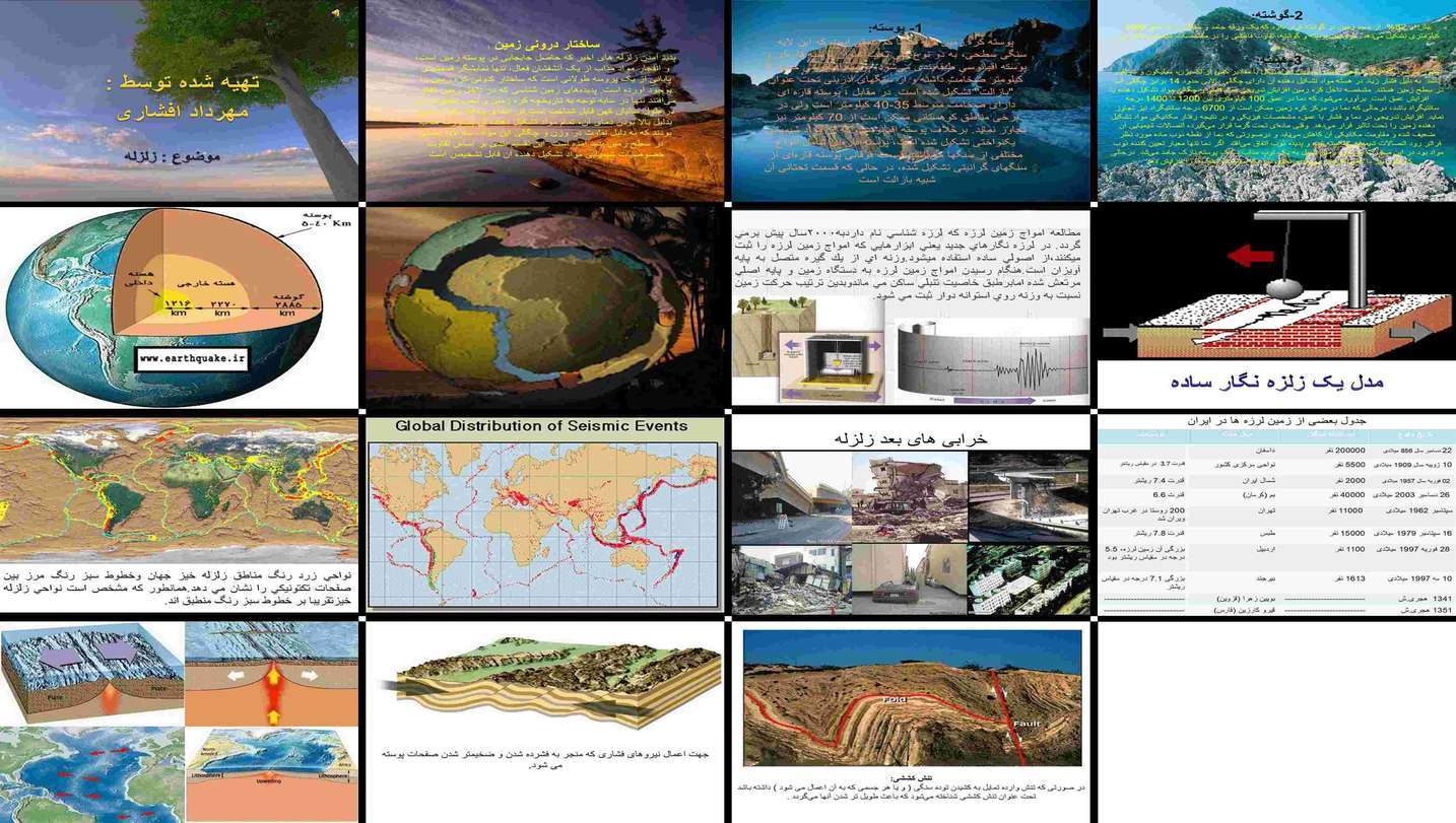 دانلود پاورپوینت زلزله ساختار درونی زمین، عوامل ایجاد، تاریخچه زلزله های ایران و آمار