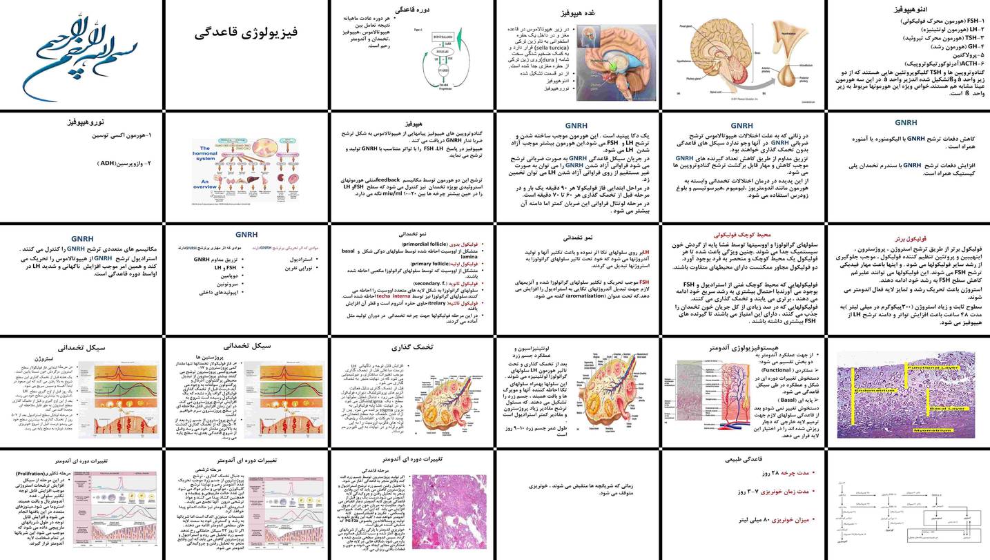 دانلود پاورپوینت فیزیولوژی قاعدگی هورمون‌ها، سیکل تخمدانی، تغییرات آندومتر و تخمک‌گذاری