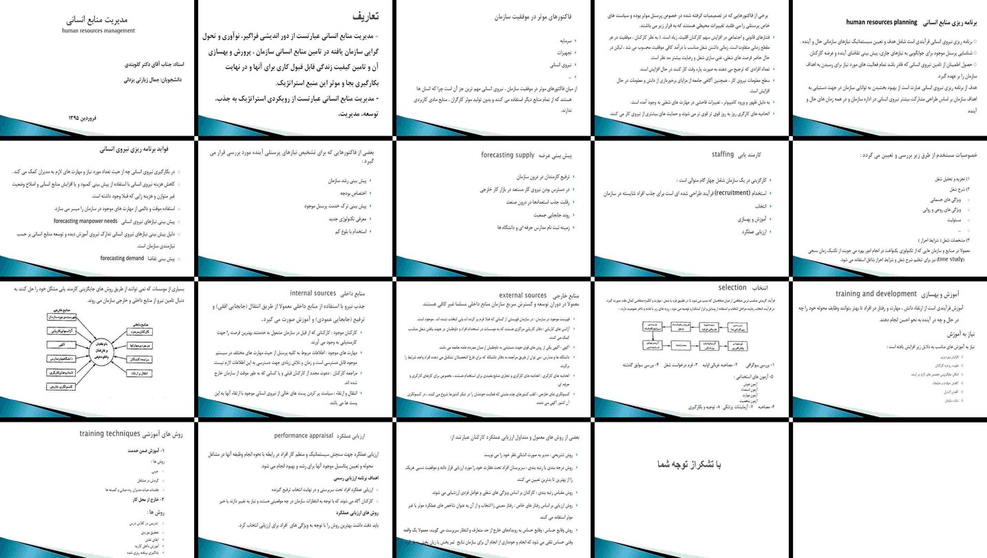 مدیریت منابع انسانی تعاریف، برنامه ریزی، کارگزینی، انتخاب، آموزش، و ارزیابی عملک