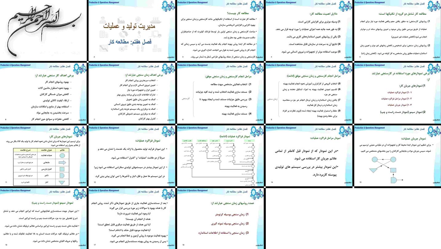 دانلود پاورپوینت مطالعه کار کارسنجی و زمان‌سنجی در مدیریت تولید و عملیات