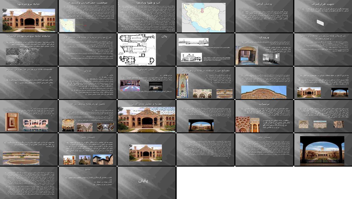 دانلود پروژه بررسی تطبیق معماری خانه بروجردی‌ها با اقلیم کویری کاشان