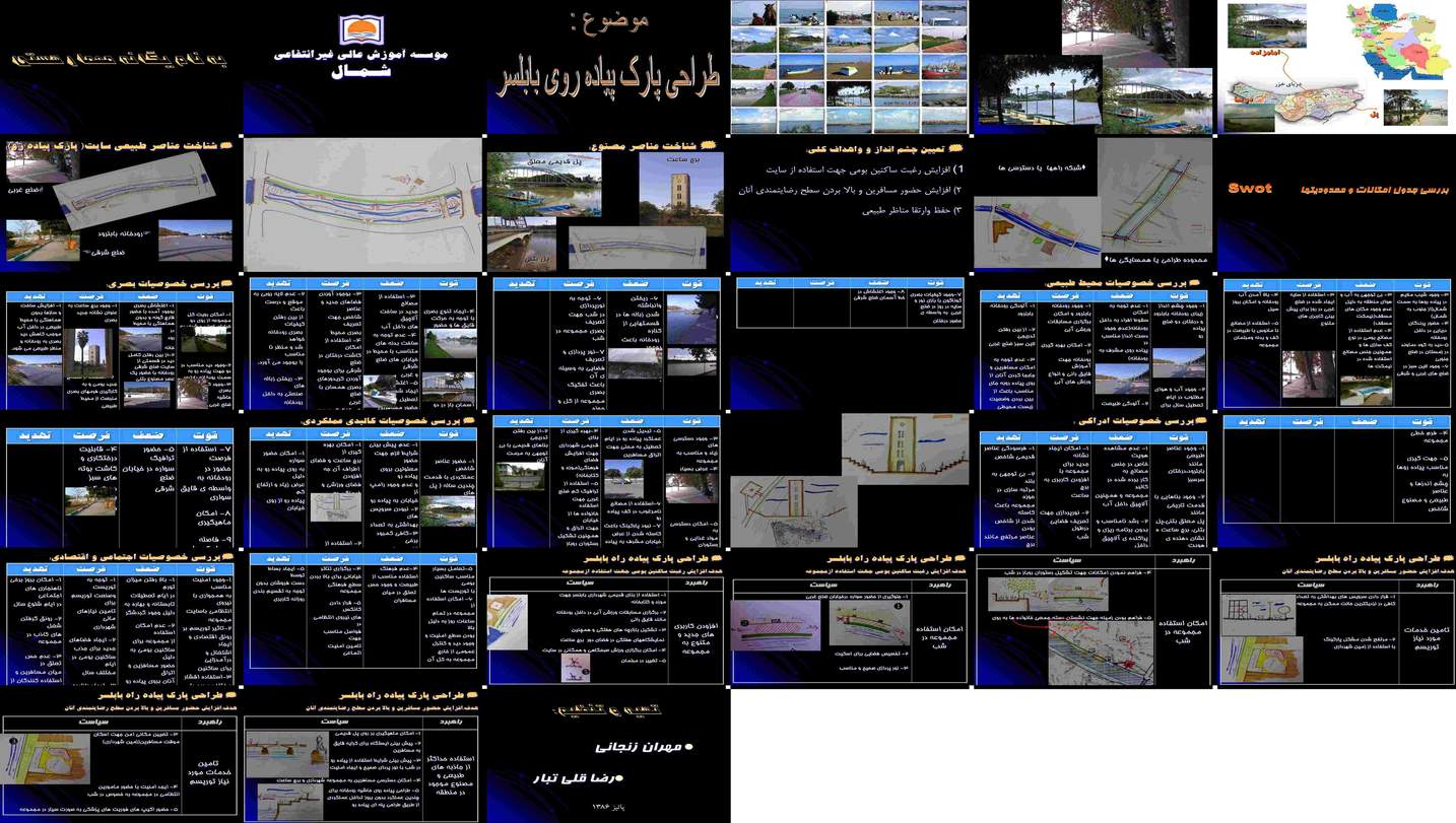 دانلود پروژه بررسی جامع و تحلیل SWOT پارک پیاده‌روی بابلسر