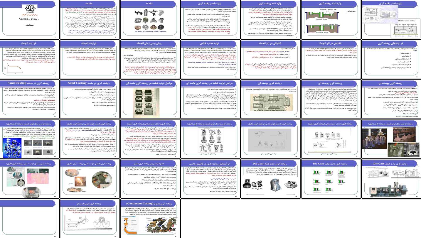 دانلود پروژه بررسی فرآیندهای ریخته‌گری انجماد انقباض روش‌ها و واژه‌نامه