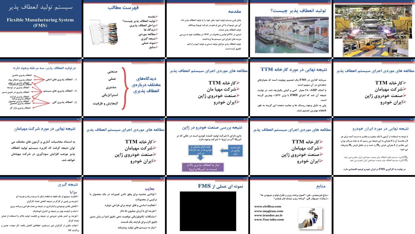 دانلود پروژه بررسی و تحلیل نقش سیستم تولید انعطاف‌پذیر (FMS) در صنایع مختلف