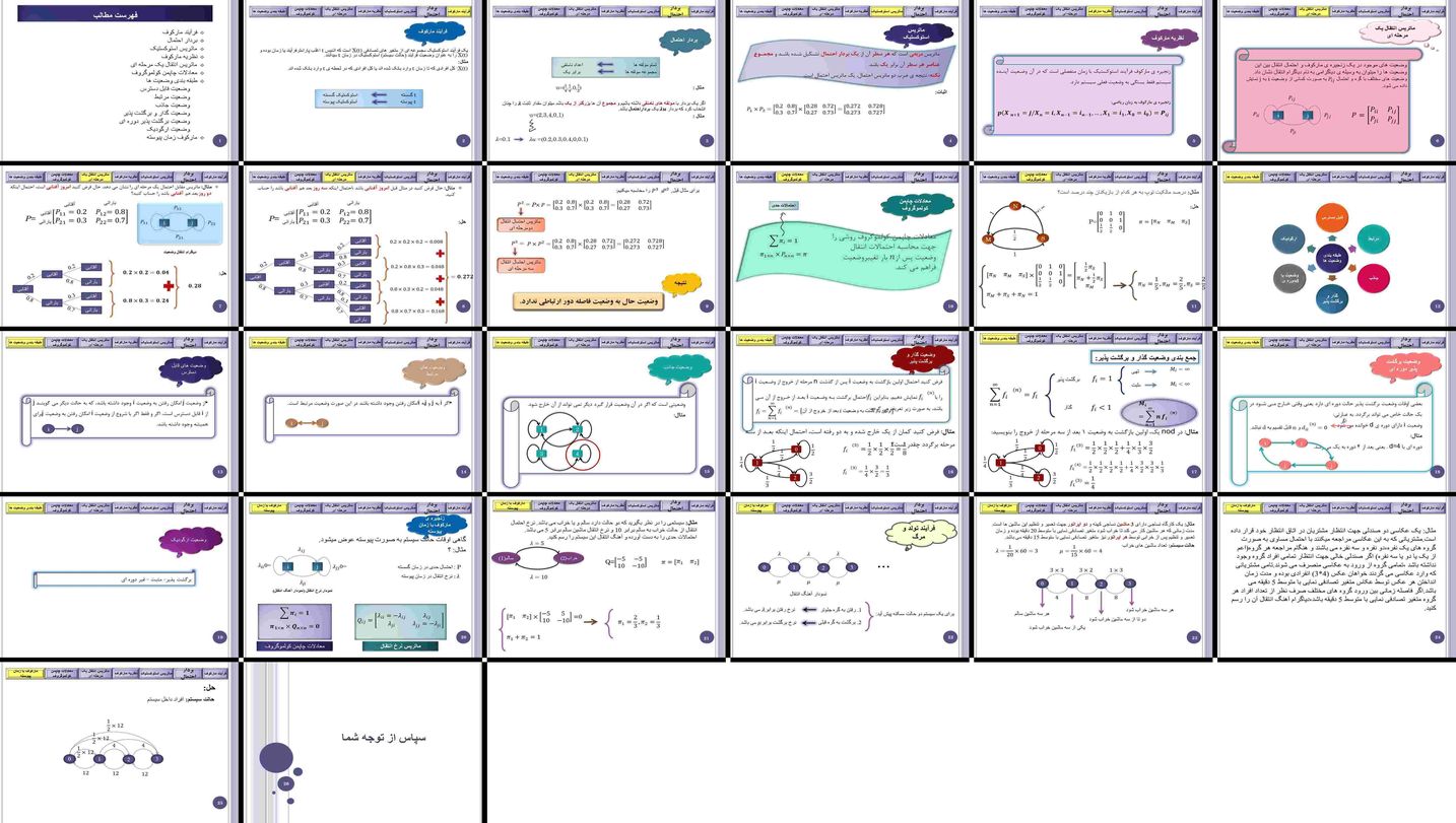 دانلود پروژه تحلیل فرآیند مارکوف ماتریس استوکستیک معادلات چاپمن کولموگروف و طبقه بندی وضعیت‌
