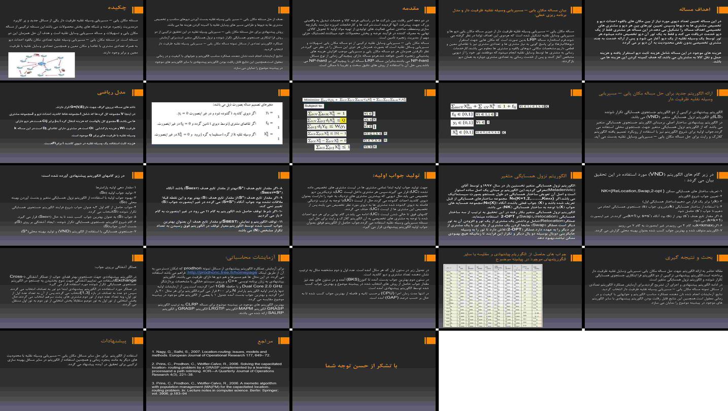 دانلود پروژه تحلیل و بررسی الگوریتم پیشنهادی برای مسئله مکان‌یابیمسیریابی وسیله نقلیه ظرفیت‌