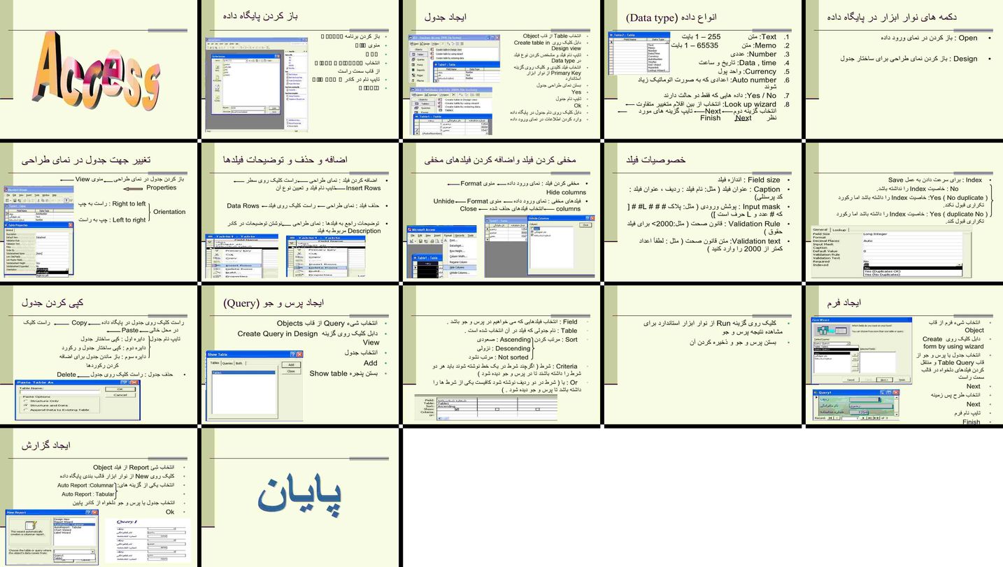 دانلود پروژه مطالعه کاربردی ابزارهای پایگاه داده Microsoft Access