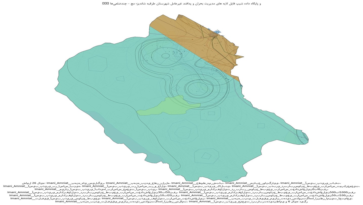 GIS و پایگاه داده شیپ فایل لایه های مدیریت بحران و پدافند غیرعامل شهرستان طرقبه شاندیز؛ مج