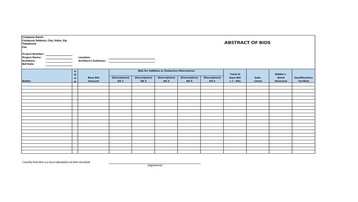 فایل اکسل جدول مقایسه و تحلیل پیشنهادات مناقصه (Bid Tabulation)