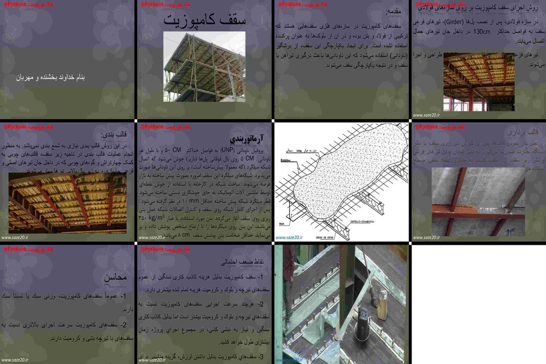 سقف کامپوزیت روش اجرا، مزایا و معایب